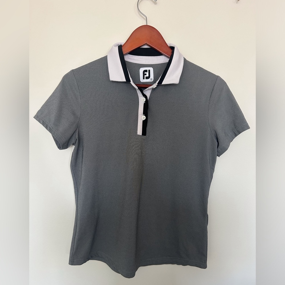 FootJoy Women's Gray Polo with White and Black Trim